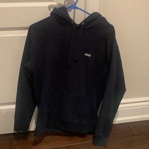 Original plain navy blue supreme hoodie